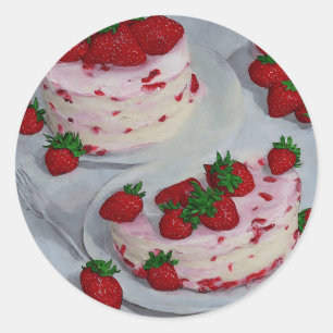 Strawberry cakes  classic round sticker