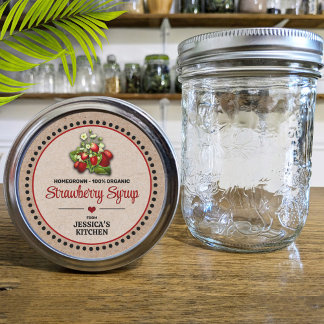 Strawberry Canning Jar Kraft Paper Style Label
