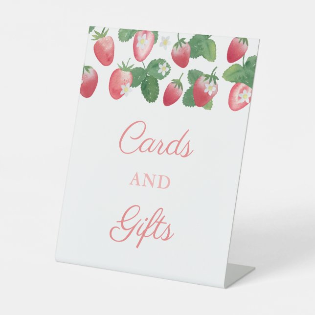 Strawberry Cards And Gifts Berry Sweet Birthday Pedestal Sign (Front)