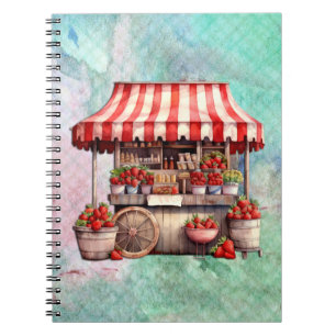 Strawberry Cart Watercolor Notebook