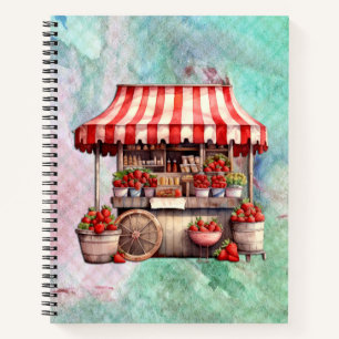 Strawberry Cart Watercolor Notebook