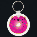 Strawberry Cat Doughnut Keychain<br><div class="desc">Keychain featuring Strawberry</div>