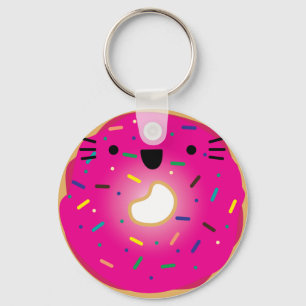 Strawberry Cat Doughnut Keychain Stretched