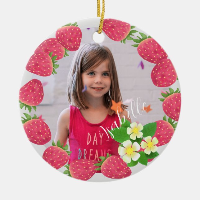 Strawberry  ceramic tree decoration (Front)