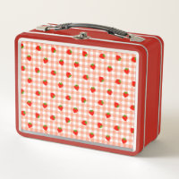 Strawberry & Check (Orange) Metal Lunch Box