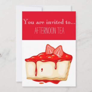 Strawberry cheesecake afternoon tea party invitation