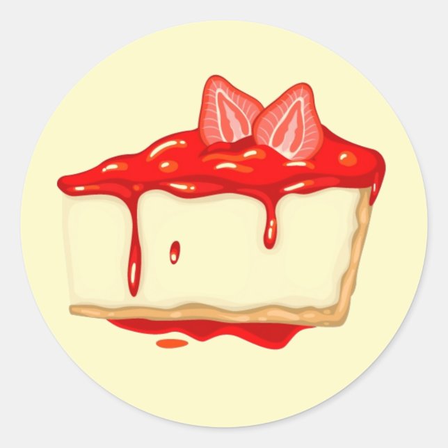 Strawberry Cheesecake delicious cake Classic Round Sticker (Front)