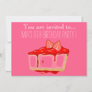 Strawberry cheesecake girl or tween birthday party invitation