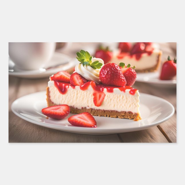 Strawberry Cheesecake Rectangular Sticker (Front)