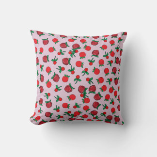 Strawberry, Cherry and Apple Pattern Throw Pillow