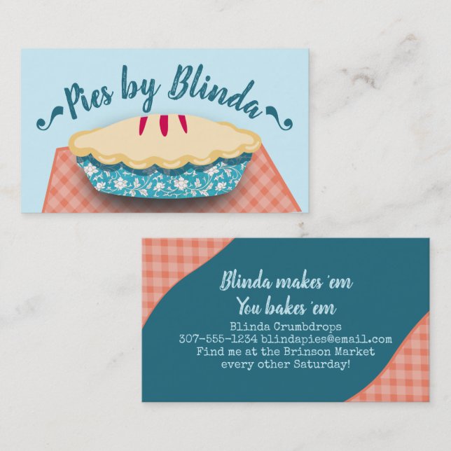Strawberry cherry pie fruit pies bakery baking business card (Front/Back)