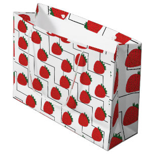Strawberry Chevron Stripes Large Gift Bag