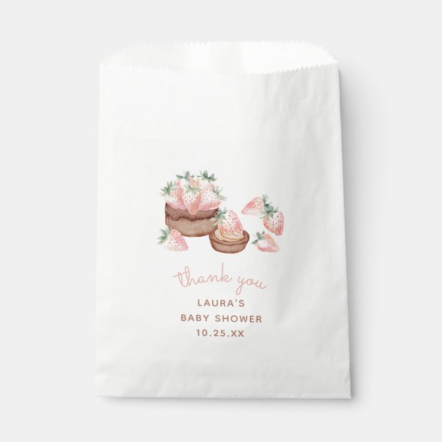 Strawberry Chocolate Cake Berry Sweet Baby Shower Favour Bags (Front)