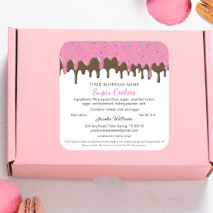 Strawberry & Chocolate Frosting Drip Cottage Law Square Sticker