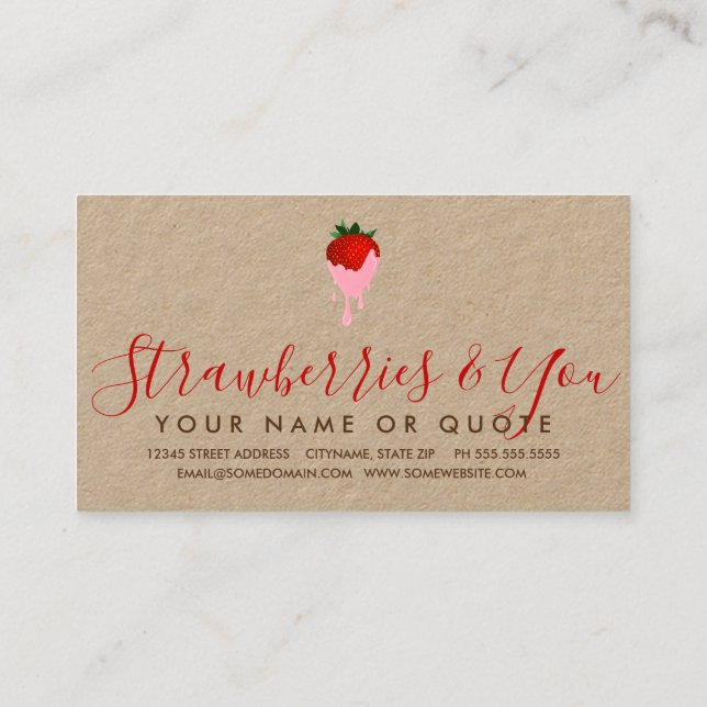 strawberry chocolate strawberry business card (Back)
