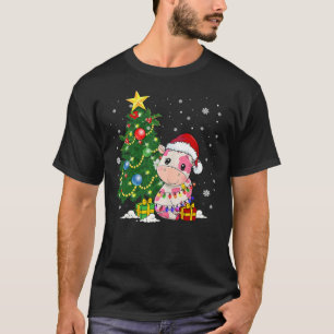 Strawberry Christmas Cow Reindeer Hat Santa Christ T-Shirt