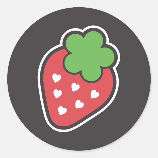 Strawberry Classic Round Sticker (Front)