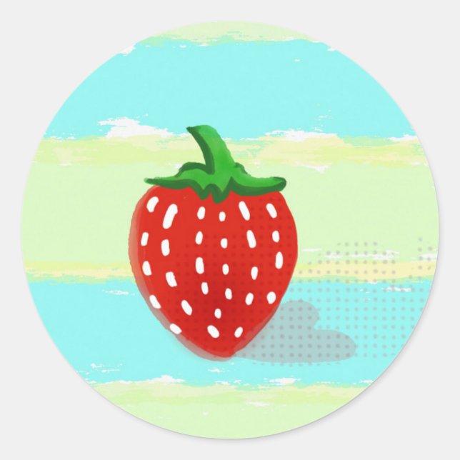 Strawberry Classic Round Sticker (Front)