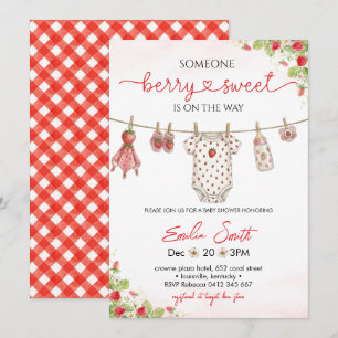 Strawberry clothesline Baby shower Invitation