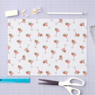 Strawberry Cocktail Drinks Red Bridal Shower Tissue Paper