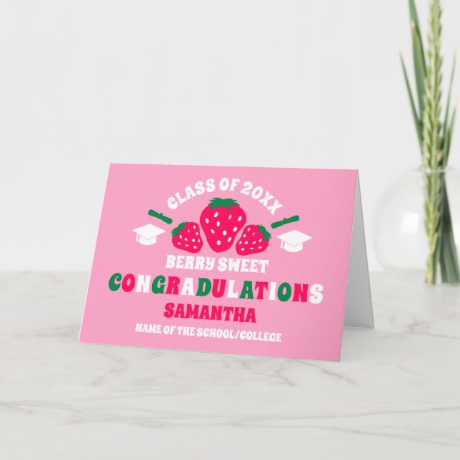 Strawberry Congratulations Graduate Name Card (Front)
