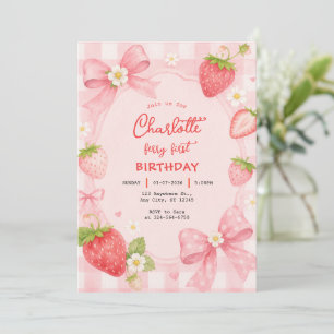 Strawberry Coquette Birthday Pink Girl Cute Invitation