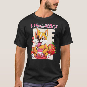Strawberry Corgi Milk Shake 90s Japanese Otaku Aes T-Shirt
