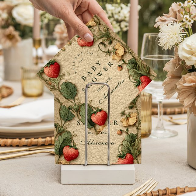 Strawberry Cottagecore Baby Shower Napkin (Creator Uploaded)