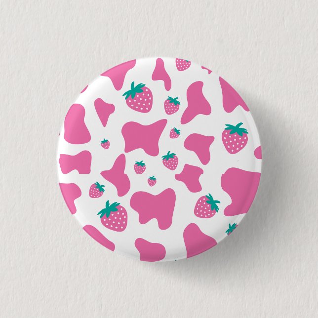 Strawberry Cow 3 Cm Round Badge (Front)