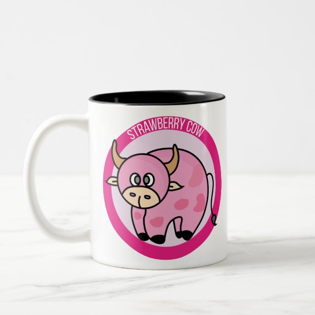 Strawberry Cow Costume Cute Design Ideas Cartoon Two-Tone Coffee Mug (Left)