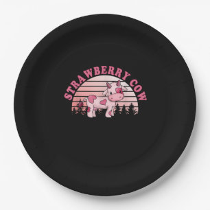 Strawberry Cow Cute Paper Plate