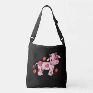 Strawberry Cow Cute Pink Cow Crossbody Bag