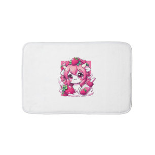Strawberry Cow Kawaii Anime Strawberry Milk _1 Bath Mat
