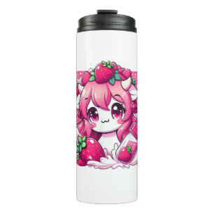 Strawberry Cow Kawaii Anime Strawberry Milk _1 Thermal Tumbler