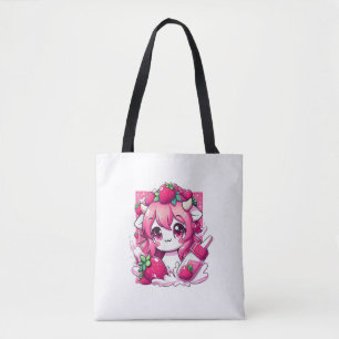 Strawberry Cow Kawaii Anime Strawberry Milk _1 Tote Bag