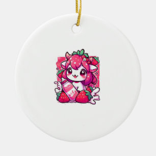 Strawberry Cow Kawaii Anime Strawberry Milk _2_1 Ceramic Tree Decoration