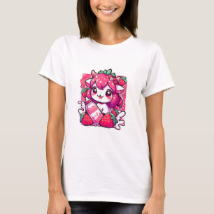 Strawberry Cow Kawaii Anime Strawberry Milk _2_1 T-Shirt