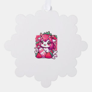 Strawberry Cow Kawaii Anime Strawberry Milk _2_1 Tree Decoration Card
