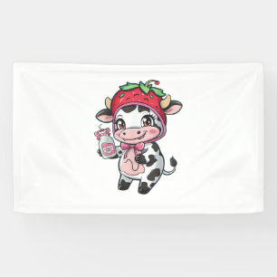 Strawberry Cow Kawaii Anime Strawberry Milk _2 Banner