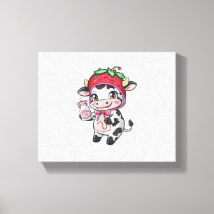 Strawberry Cow Kawaii Anime Strawberry Milk _2 Canvas Print