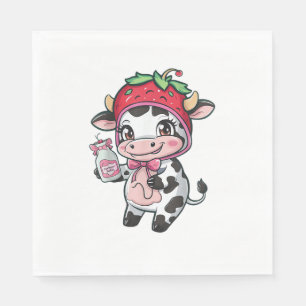 Strawberry Cow Kawaii Anime Strawberry Milk _2 Napkin