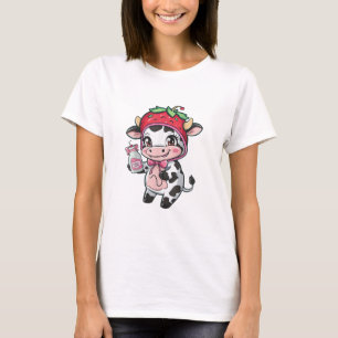 Strawberry Cow Kawaii Anime Strawberry Milk _2 T-Shirt