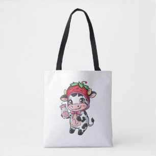 Strawberry Cow Kawaii Anime Strawberry Milk _2 Tote Bag
