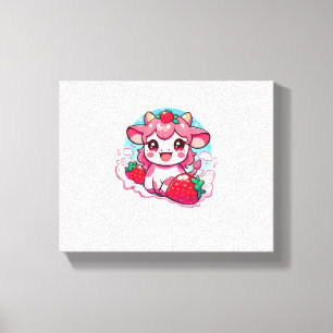 Strawberry Cow Kawaii Anime Strawberry Milk _3 Canvas Print