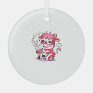 Strawberry Cow Kawaii Anime Strawberry Milk _5 Glass Tree Decoration