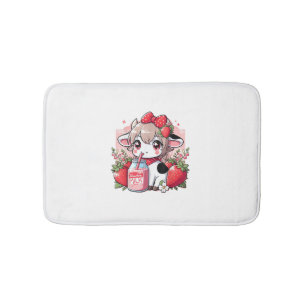 Strawberry Cow Kawaii Anime Strawberry Milk _6 Bath Mat