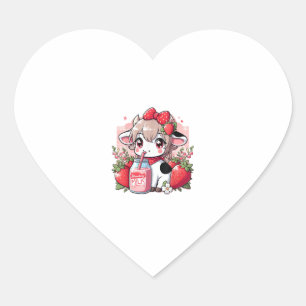 Strawberry Cow Kawaii Anime Strawberry Milk _6 Heart Sticker
