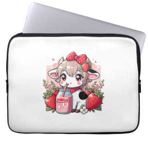 Strawberry Cow Kawaii Anime Strawberry Milk _6 Laptop Sleeve