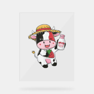 Strawberry Cow Kawaii Anime Strawberry Milk _7 Acrylic Sign
