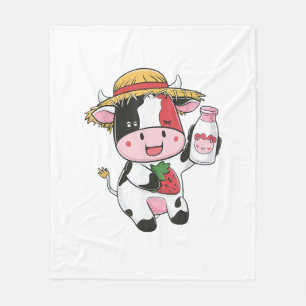 Strawberry Cow Kawaii Anime Strawberry Milk _7 Fleece Blanket
